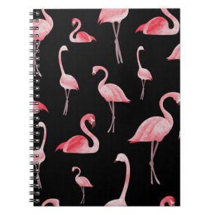 Cuaderno patrón inmaculado Cute flamencos sobre negro b