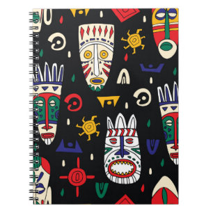 Cuaderno Patrón inmaculado de máscaras tribales africanas