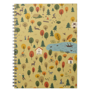 Cuaderno patrón inmaculado del bosque de otoño