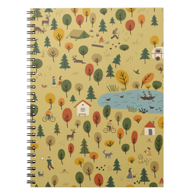 Cuaderno patrón inmaculado del bosque de otoño (Frente)