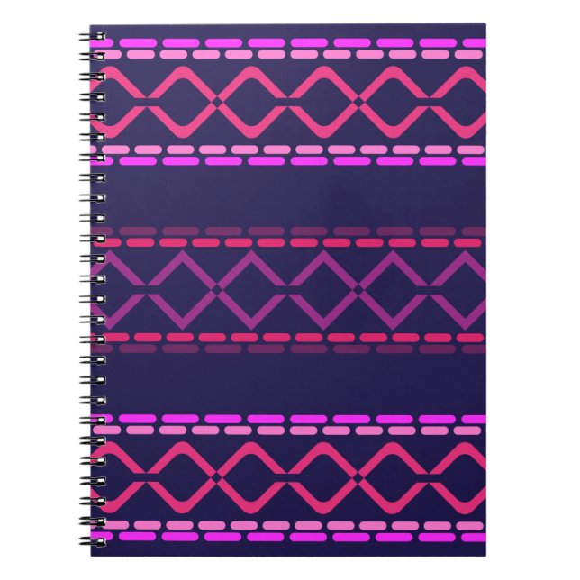 Cuaderno Patrón inmaculado tribal rosa y púrpura (Frente)