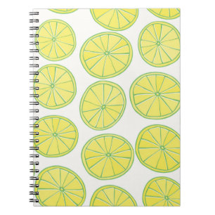 Cuaderno Patrón inoxidable con lonchas amarillas de limón s