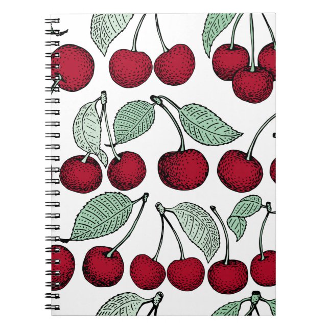 Cuaderno Patrón inquebrantable de cerezo vintage. Fondo, pa (Frente)