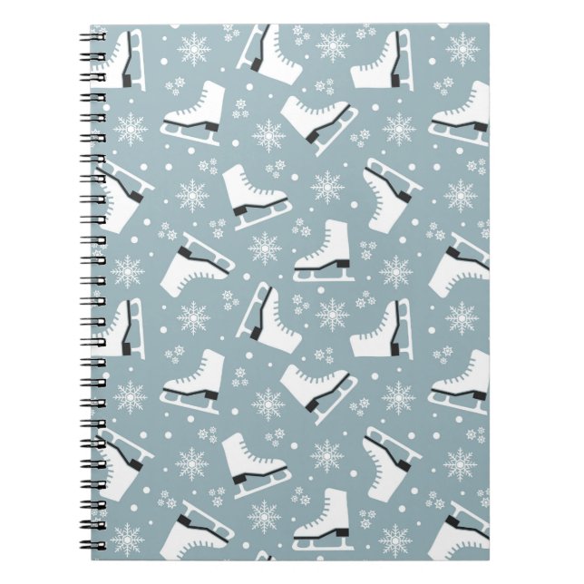 Cuaderno Patrón invernal con patines de hielo (Frente)