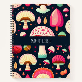 Cuaderno Patrón isométrico Rosa Azul hongo divertido