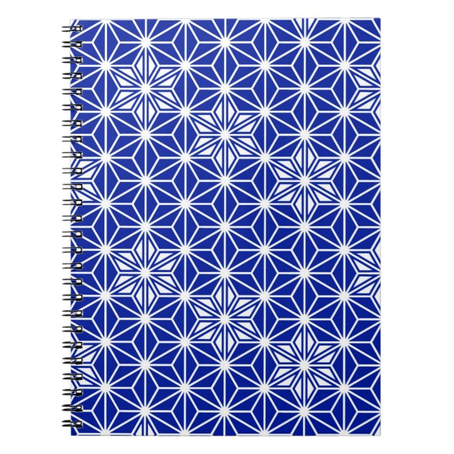 Cuaderno Patrón japonés Asanoha - azul cobalto (Frente)