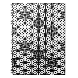 Cuaderno Patrón japonés de Asanoha - blanco y negro