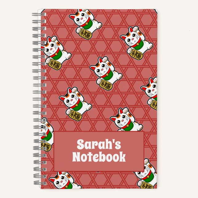 Cuaderno Patrón japonés Maneki Neko (Anverso)