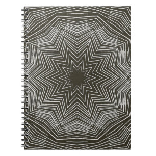 Cuaderno Patrón Kaleidoscopio Estrella Blanca Pulsante sobr