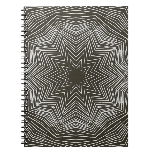 Cuaderno Patrón Kaleidoscopio Estrella Blanca Pulsante sobr (Frente)
