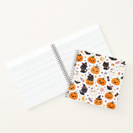 Cuaderno Patrón Kawaii de Halloween con Calabazas Adorables