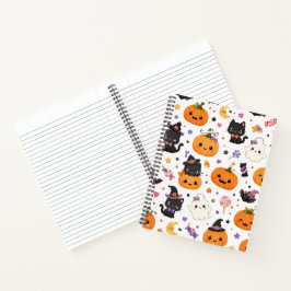 Cuaderno Patrón Kawaii de Halloween con Calabazas Adorables