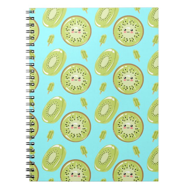 Cuaderno Patrón kawaii fresco de verano de frutas azules kw (Frente)