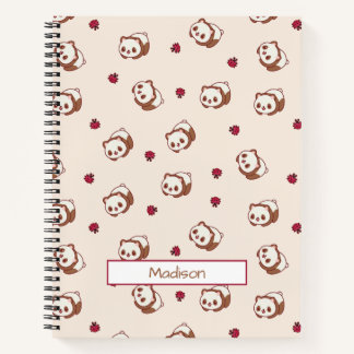 Cuaderno Patrón kawaii panda Beige personalizado