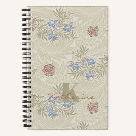 Cuaderno Patrón Larkspur de William Morris Lt Blue & Rust