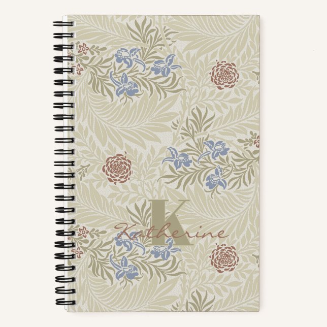 Cuaderno Patrón Larkspur de William Morris Lt Blue & Rust (Anverso)