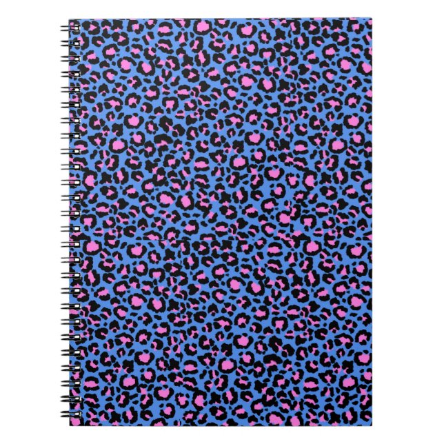 Cuaderno Patrón leopardo en frambuesa sobre azul eléctrico (Frente)