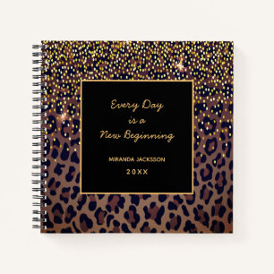 Cuaderno Patrón leopardo motivación negro marrón