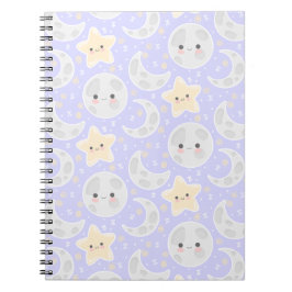 Cuaderno Patrón Lilac Estrella de la Luna de Kawaii Pastel