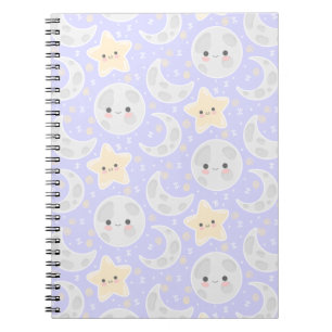 Cuaderno Patrón Lilac Estrella de la Luna Kawaii Pastel