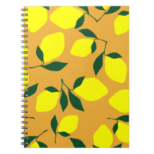 Cuaderno Patrón limón simple, fondo naranja.