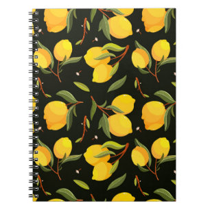 Cuaderno Patrón limón sin fisuras. Ilustración de limón pin