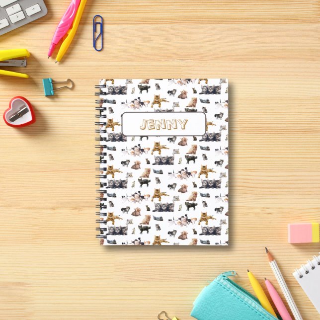 Cuaderno Patrón lindo con fotos del nombre de gatos y gatit (Subido por el creador)