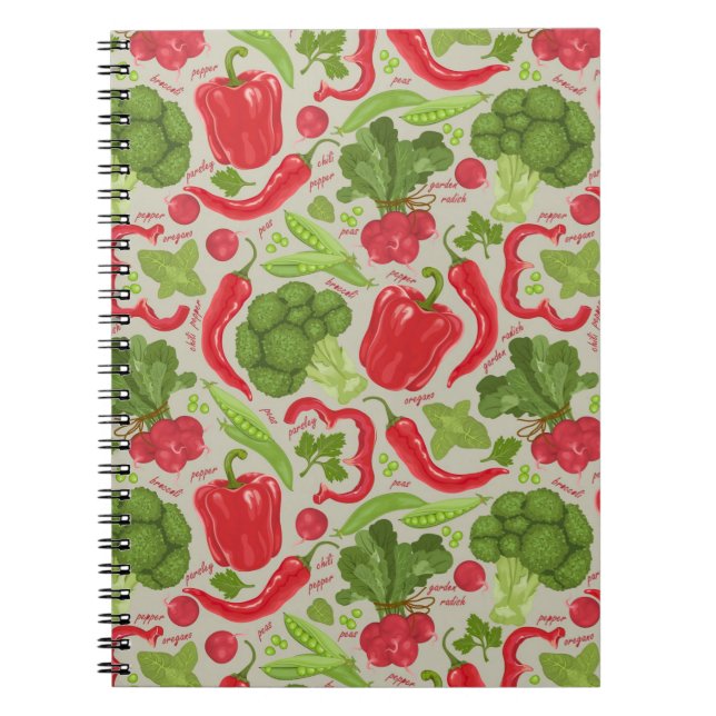 Cuaderno Patrón luminoso de las verduras frescas (Frente)