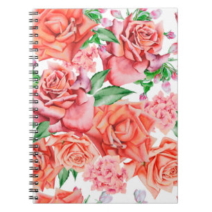 Cuaderno Patrón luminoso sin costuras con flores. Flor. Wat