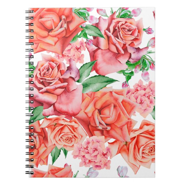 Cuaderno Patrón luminoso sin costuras con flores. Flor. Wat (Frente)