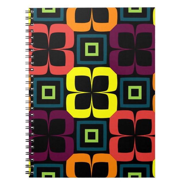 Cuaderno Patrón luminoso y transparente con flores colorida (Frente)