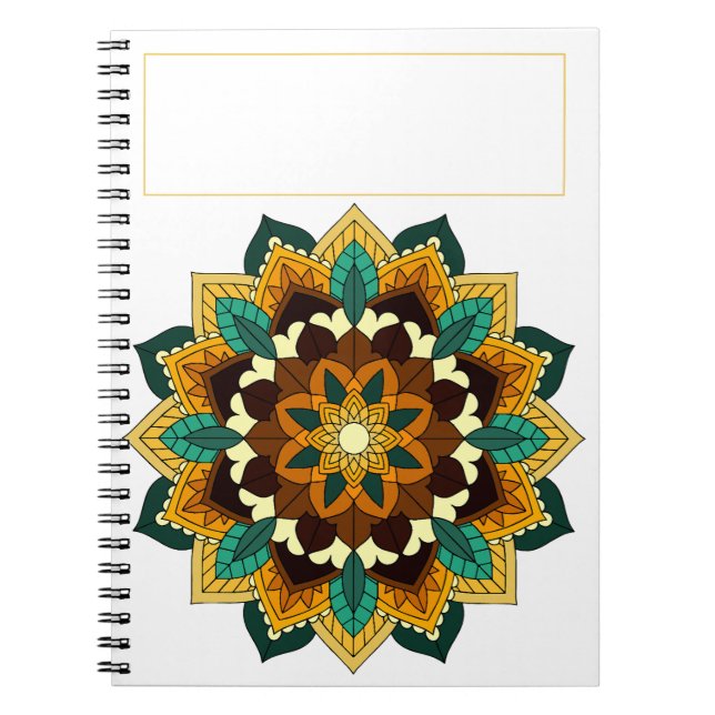 Cuaderno Patrón Mandala 02 en amarillo y marrón (Frente)