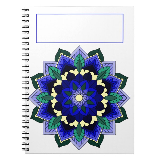 Cuaderno Patrón Mandala 02 en azul oscuro (Frente)