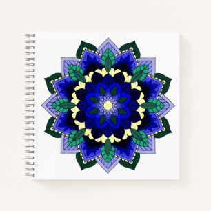 Cuaderno Patrón Mandala 02 en azul oscuro
