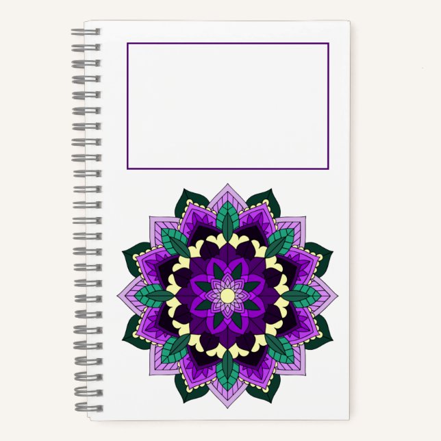 Cuaderno Patrón Mandala 02 en morado (Anverso)