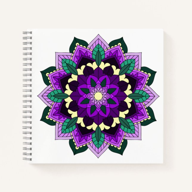 Cuaderno Patrón Mandala 02 en morado (Anverso)