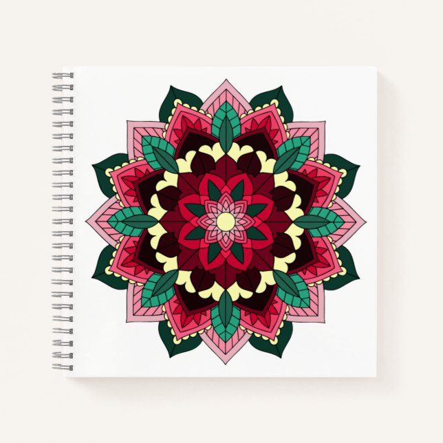 Cuaderno Patrón Mandala 02 en rosa profundo (Anverso)