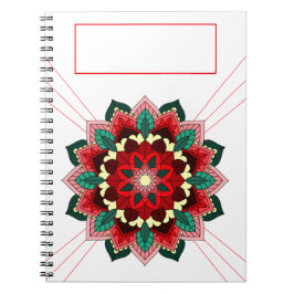 Cuaderno Patrón Mandala 02 en un bloc de notas rojo