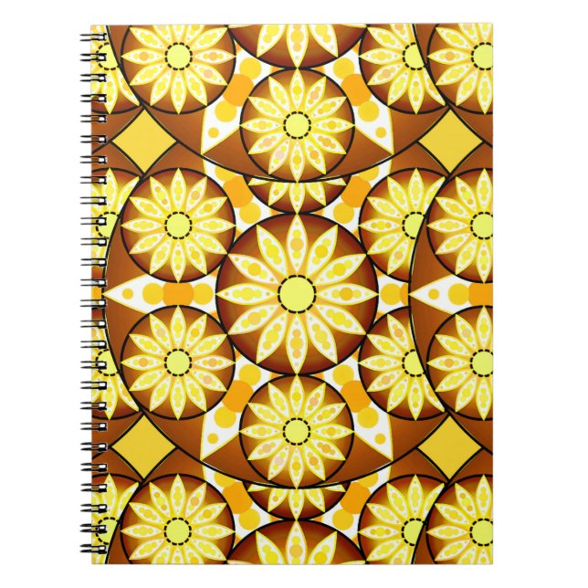 Cuaderno Patrón Mandala, tonos marrones y dorados (Frente)