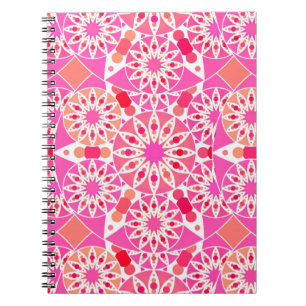 Cuaderno Patrón Mandala, tonos rosas y corales