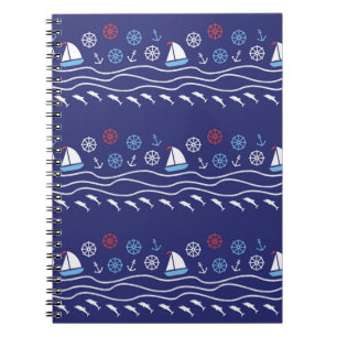 Cuaderno Patrón marino sin costuras. Ilustracion de época