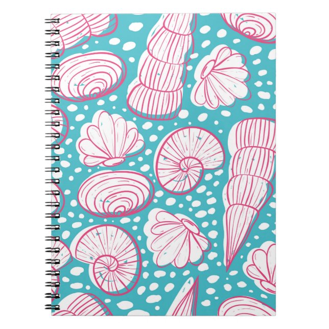 Cuaderno Patrón marino sin foco con diferentes conchas. Vin (Frente)