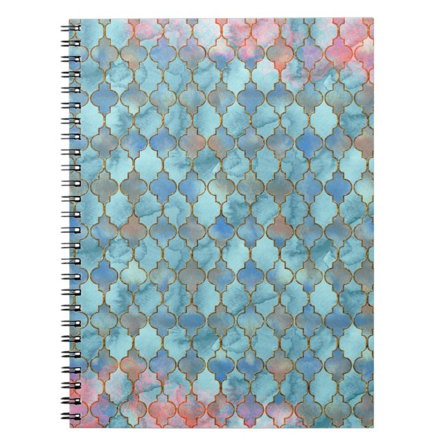 Cuaderno Patrón maroccano rosa y azul (Frente)