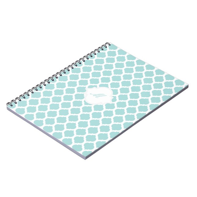 Cuaderno Patrón marroquí azul con portátil monograma (Lado Izquierdo)