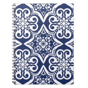 Cuaderno Patrón marroquí azul y blanco