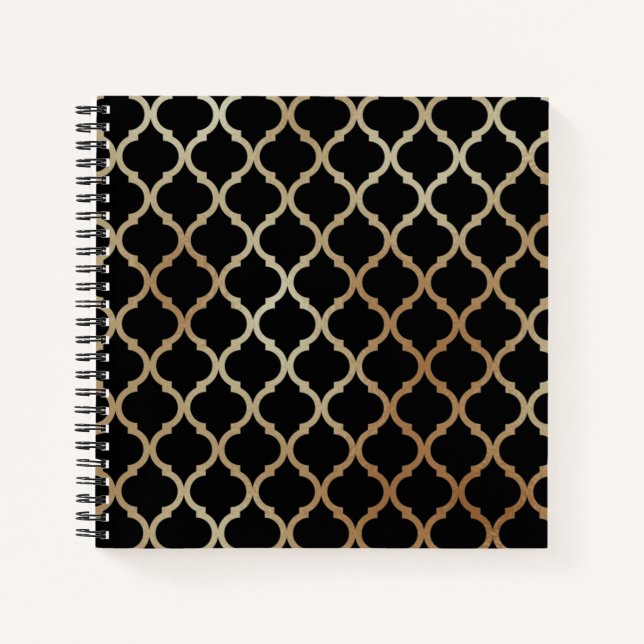 Cuaderno Patrón marroquí de oro moderno simple y elegante | (Anverso)