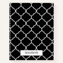 Cuaderno Patrón marroquí mediterráneo blanco y negro