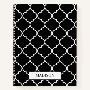 Cuaderno Patrón marroquí mediterráneo blanco y negro
