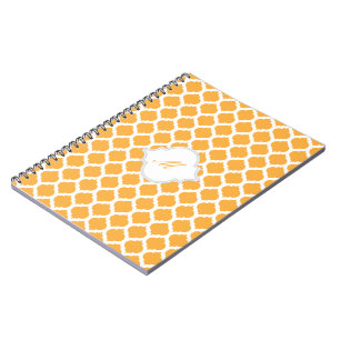 Cuaderno Patrón marroquí naranja con portátil monograma
