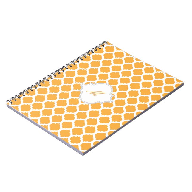Cuaderno Patrón marroquí naranja con portátil monograma (Lado Izquierdo)